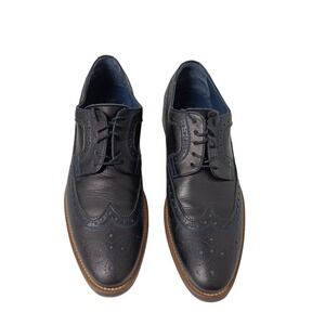 Johnston & Murphy Hannigan Wingtip Black Leather Dress Shoes Mens 10.5‎ M Italy